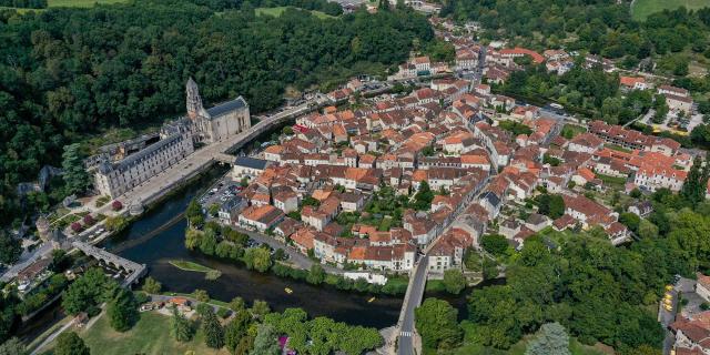 Brantôme et son abbaye, vue du ciel