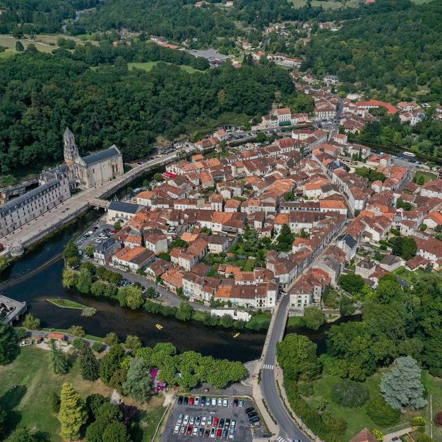 Brantôme et son abbaye, vue du ciel