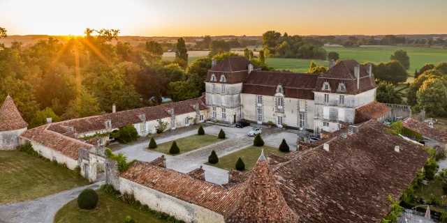 France, Dordogne (24), Périgord Vert, Champagne-et-Fontaine, Château de Clauzuroux, (Vue aérienne)//France, Dordogne, Green Perigord, Champagne-et-Fontaine, Castle of Clauzuroux (aerial view)